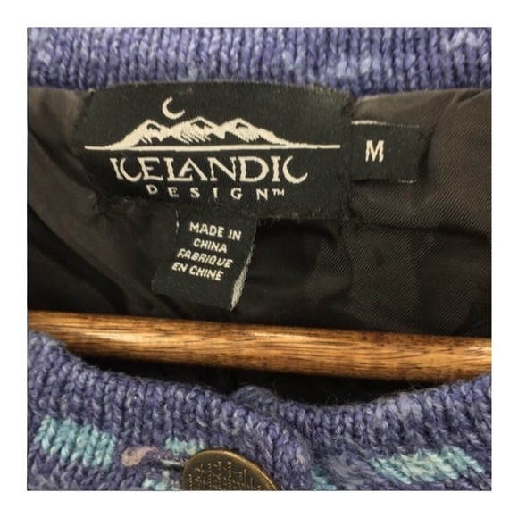 Icelandic DESIGNS Vintage Periwinkle Blue Atlandia Cardigan Sweater Medium - Picture 8 of 10